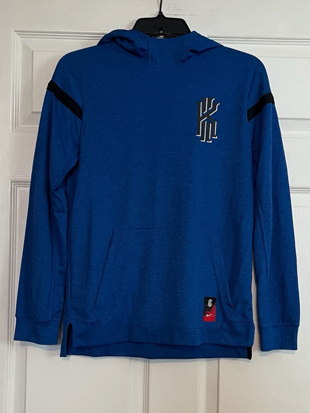 Nike Dri-Fit Hoodie - Boys Size L - Blue Logo Pullover Long Sleeve